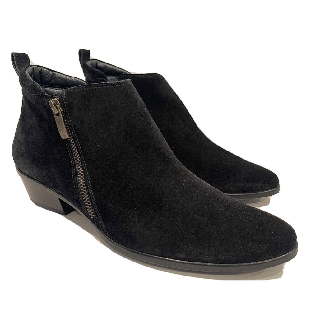 Paul Green Tommy Ankle Booties Black Suede Low Heel Shoe Womens Sz UK 8 US 10.5